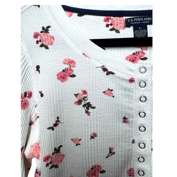 US POLO ASSN WOMENS HENLEY SNAP FRONT ROSE SWEAT SHIRT SZ L - Picture 6 of 6